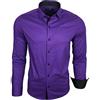 Baxboy Camicia da uomo a maniche lunghe, Slim Fit, facile da stirare, per lavoro, tempo libero, matrimonio/Con colletto Kent, modello B-500, Lilla, L