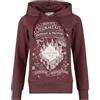 Harry Potter Marauder's Map Donna Felpa con Cappuccio Bordeaux 50% Cotone, 50% Poliestere Slim Fit