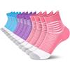 IRAMY Coolmax Wicking - Calzini da corsa a compressione con supporto alla caviglia, per donne e uomini, 3 paia di calzini imbottiti per fascite plantare, Rosa+Viola+Azzurro (6 confezioni), XL