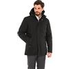 Ciabalù Parka Uomo Invernale in Tessuto Tecnico con Cappuccio Giaccone Elegante Lungo (3XL, Nero)