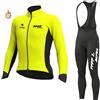 FFFF & OLFEH Abbigliamento Ciclismo Uomo Invernale Tuta da Ciclista Manica Lunga Completo MTB Bici,Maglia Bicicletta Termico Vello Giacca e Pantaloni Salopette con 9D Imbottiti Gel (F,L)