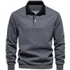 MakingDa Felpa Uomo Senza Cappuccio Manica Lunga Colletto a Polo Felpe Uomo Invernale Caldi Basic Pullover Sweatshirt Lavoro Casual Sportivo Invernali Caldo Classic Cotone Maglione Top GrigioScuro XXL