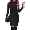Hotouch Abito in Maglia da Donna Elegante Abito A Collo Alto E Maniche Lunghe Vestito Invernale Caldo S-XXL