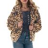 Duohropke Cappotto leopardato da donna Parka in peluche teddy pelliccia sintetica con tasca cappotto caldo soffice autunno inverno manica lunga giacca invernale donna oversize capispalla casual giacca