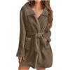 Vhersily Vestaglie Corta Donna Invernale Pile Elegante: Camicia da Notte con Cintura Sexy Vestaglia Manica Lunga in Peluche Pigiama Cappuccio Caldo Invernale Donna Calda Vestaglia Lunga Cappuccio