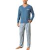 Demegimi Pigiama Uomo Invernale Cotone Leggero Pigiama da Uomo a Righe Pigiami Due Pezzi da Uomo a Maniche Lunghe con Scollo a V e Pantaloni