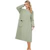 Generisch Camicia da notte da donna, a maniche lunghe, girocollo, in peluche, termico, con tasche, per l'inverno, soffice, per il tempo libero, per il tempo libero, colore: vinaccia, casual, O verde