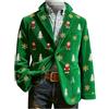 DeHolifer Giacca Natalizia da Uomo Blazer Stampa Albero Natale Cappotto Fiocco di Neve Giubbotto in Pile Giacche Monopetto Felpa Colletto Risvolto Giacca Xmas Divertente Abbigliamento per Tempo Libero