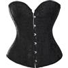 SLIMBELLE Corsetto Gotico Sexy Donna Bustino Vintage Burlesque Steampunk Corsetti Overbust Modellante Top in Bianco e Nero Cincher con G-String per Halloween Carnevale Festa