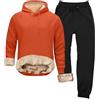 Generisch Tuta da allenamento in pile da uomo, calda, in 2 pezzi, con coulisse, tinta unita, in cotone, Y2K, con tasche, comoda per il tempo libero, O Orange, M