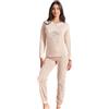 Nottingham Pigiama Donna Cotone Manica Lunga Art. PG49895 Cipria L
