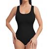 Joyshaper Shapewear Donna Body Modellante Perizoma Body Snellente Pancia Senza Cuciture Casual Bodysuit Senza Maniche con Scollo a U Jumpsuit Top, Nero, S