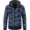 Generic Giacca imbottita da uomo invernale calda con cappuccio mimetica palestra felpe con cappuccio con zip intera felpa in pile a maniche lunghe giacca in pile giacca da allenamento con cappuccio top casual