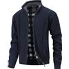 MeiLayM Cardigan da Uomo Cerniera Intera Maglione Giacca Invernale Stand Collare Maglia Cardigans Uomo Calda Casual Felpa Cappotti Manica Lunga con 2 Tasche Blu,M