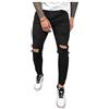 Modaworld Jeans da Uomo Moda Casual Pantaloni Strappati Denim Elasticizzati Gamba Stretta Skinny Leggeri Pantalone Traspirante Lungo