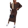 Agiyenna Abito da Donna in Due Pezzi Senza Maniche Maxi Gonna Lavorata a Maglia+Pullover a Maniche Lunghe Off Shoulder Abito Semplice Autunno e Inverno Abito Casual Top Ampio e Vestito Aderente Sexy
