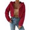Cocila Cappotto Invernale da Donna Casual con Cappuccio E Cerniera Giacche Corte Calde Comode Giacca Lana Invernale (Red M) Felpa Zip Pelle Verde Maglione con Cappuccio