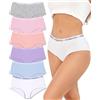 FINETOO Mutande Donna Cotone Slip Cotone Cintura Sportiva Culotte Donna Intimo a Vita Bassa Sportivo Culotte Pacco da 6
