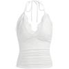 GORGLITTER Y2k - Canottiera da donna con allacciatura al collo, con pizzo a contrasto
