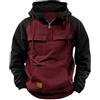 Generisch Felpa da uomo blu - felpa da uomo 3XL con cappuccio giacca da mezza stagione con cerniera giacca da uomo retrò con mezza zip felpa leggera con cappuccio per attività all'aria aperta, casual