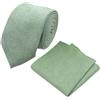 DB Dickie Bow Set da uomo di lusso in misto cotone con cravatta e tasca quadrata, Verde salvia, Tie Length: 145cm. Pocket Square: 23cm x 23cm