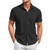 COOFANDY Camicia da Uomo a Manica Corta Estiva Camicia Casual con Bottoni Holiday Beach Hawaii Shirt con Tasca Nero M