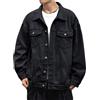 Duohropke Giacca di jeans da uomo, stile biker, jeans, colore blu, in denim, da uomo, colore blu