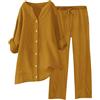 Meaunzyl Tuta Donna Completa Di Lino 2 Pezzi Pantalone Lungo Estivo Tuta Elegante Completo Casual Set Estiva Camicia E Pantaloni Cotone Completi Leggera Comodi Tute Curvy Taglie Forti Tinta Unita Da Spiaggia