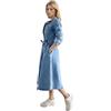 Generico Vestito Elegante Donna-Giacca in Denim a Maniche Lunghe di 's - Jeans lavati con Bottoni sul Davanti, Abito Casual o Strato Aperto, Cintura in Vita e Tasche Laterali (Blue, M)