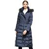OROLAY Piumino da Donna con Cappotto Lungo Maniche Raglan con Cappuccio in Pelliccia Marina Militare S