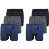 UOMO 6 Boxer Uomo DIVINO con Apertura Anteriore, Cotone 100% Maglina, Taglie m-l-XL-XXL-XXXL, Fondo Bianco o colorato Blu Nero Grigio. (IT, Testo, XXL, Regular, Regular, 2 Nero 2 Blu 2 Grigio)
