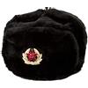 Olga's Russian Collectibles Cappello Ushanka militare cosacco militare della pelliccia dell'esercito sovietico russo nero