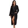 RONGTAI Accappatoio da donna a nido d'ape a maniche lunghe, con cintura e tasche, leggero, taglie S-XXL, nero, Medium