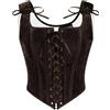 SCARLET DARKNESS - Corsetto da donna rinascimentale, vintage, con lacci, in velluto, bustino da festa, marrone scuro., 52