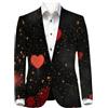 Generisch Giacca da uomo casual con stampa a cuore, blazer San Valentino, giacca regolare per festival, abbigliamento romantico, giacca da lavoro da uomo, giacca da lavoro per feste, lauree, tempo