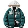 Juankrynord Giacca da Baseball con Cappuccio Spessa Finta da Uomo in Due Pezzi, Maglia da Baseball con Cappuccio Calda e Spessa, Maglia da Baseball Invernale con Ricamo di Lettere Calde (Verde,L)