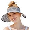 Barelove Cappelli con visiera parasole da donna a tesa larga in paglia coda di cavallo cappello estivo da spiaggia UV UPF pieghevole da viaggio cachi, Striscia, M