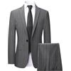 Generic Elegante abito da uomo a righe 2 pezzi gessato set slim fit abiti da lavoro con un pulsante matrimonio