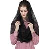 BEAUTELICATE Velo di Pizzo da Chiesa Donna Cattolica Mantilla Sciarpa Copricapo Foulard Velo Muliebre per Chiesa Messa In Latino Nero Blu V115