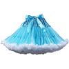 Homipooty Gonna in tulle da donna, elasticizzata, petticoat a tutù, per feste, multistrato, soffice, per cosplay, lunghezza 40 cm, vita 56-95 cm, blu e bianco., 56-100cm