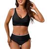 Generico Costumi da Bagno Donna Costume Mare Due Pezzi Push Up Imbottito 2 Curvy a Fascia Taglie Forti Reggiseno Tankini Abbronzante Bikini Piscina Vita Alta Contenitivo per Chi Ha La Pancia XL