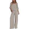 Gyaimxfu Tuta Elegante Donna In Cotone E Lino Completi Estiva In Lino Mare Tute Pantalone E Top Due Pezzi Tuta Anziani Casual Set Di Estiva Camicia E Pantaloni a Gamba Larga Oversize