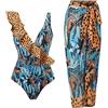 Generico Costume Intero Donna,Costume Intero Donna Costume da Bagno Piscina Monokini Push Up Bikini Interi Vita Alta Costumi Scollo a V Curvy Costumi da Nuoto Mare Spiaggia Un Pezzo