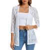 HAWILAND Bolero - Cardigan da Donna, Elegante, per Abiti da Sera, Cardigan, Pizzo, Maniche a 3/4, Bianco, L