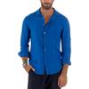 Giosal Camicia Uomo Lino Colletto Maniche Lunghe Casual Regular Fit Basic Tinta Unita Vari Colori (IT, Testo, L, Regular, Regular, Blu Royal)