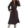 Suncadmious Donne Inverno Lungo Trench di Lana Cappotto Giacca di Lana Dentellato Risvolto Doppio Petto Pavone Cappotto Cintura