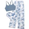 Shekini Costume da bagno da ragazza, 3 pezzi, stampato, set bikini a vita alta con pantaloni copricostume, Blu, 12 anni