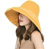 Petitefortune 2022 Novità Donna Capeline da Spiaggia Pieghevole Cappello da Sole a Ampia Bordo UPF 50+ Cappello Protezione Solare Cap Visor Anti-UV Bob Cotone Estate Visiera Cappello Traspirante con Corda Antivento