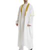 Generisch Caftano Uomo Medio Oriente Abiti da Preghiera Abaya Islam Vestiti Robe Retro Tunica Lino Abbigliamento Musulmano Tradizionale Thobe Bisht Cloak Arabo Ricamato Robe Esterno, R bianco., XL