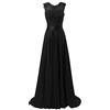 WTW Women's Long Chiffon Evening Party Ball Prom Bridesmaid Wedding Dress-Black-22